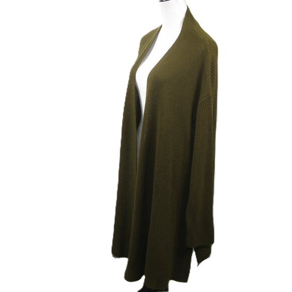 C Wonder Christian Siriano NWOT Army Green Long Open Front Cardigan Size 2X - Picture 3 of 6